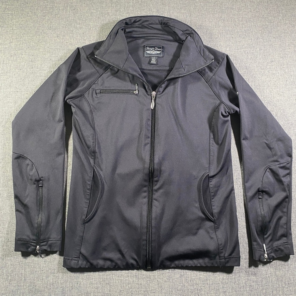 Straight Down Womens Black Full Zip Softshell Jacket Size Small Lightweight Golf